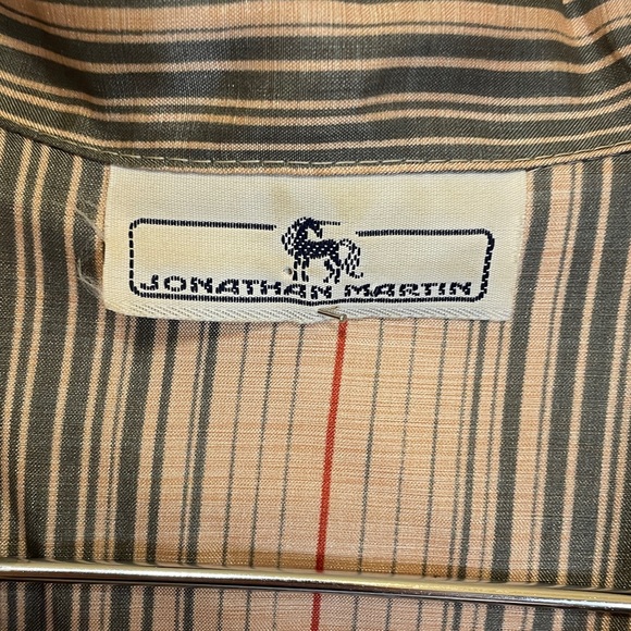 Vintage JONATHAN MARTIN Silk Striped Button-Down Shirt - Picture 3 of 12